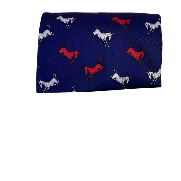 Alynn Mens Blue Silk Horse Pattern Tie Creative American Design USA-Made - Picture 9 of 9